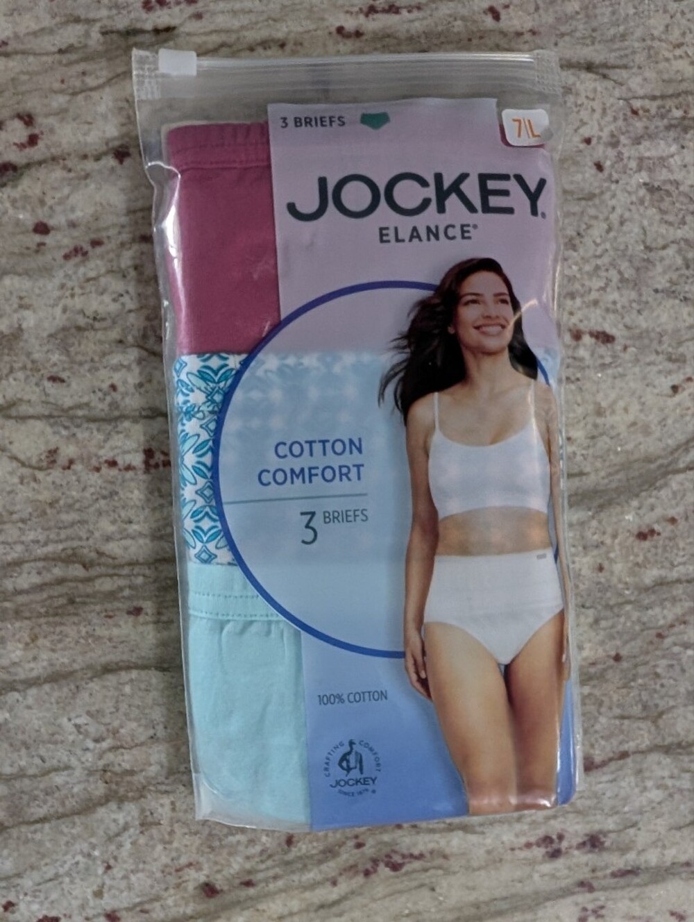 Jockey Women's Size 7 Large Cotton Comfort Briefs Underwear 3 Pairs NWT